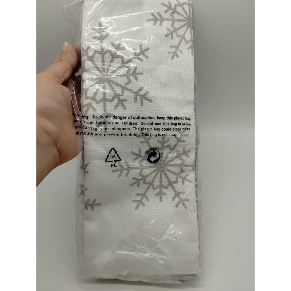 2 New St. Nicholas Square Gray Metallic Snowflake Kitchen Towels Christmas